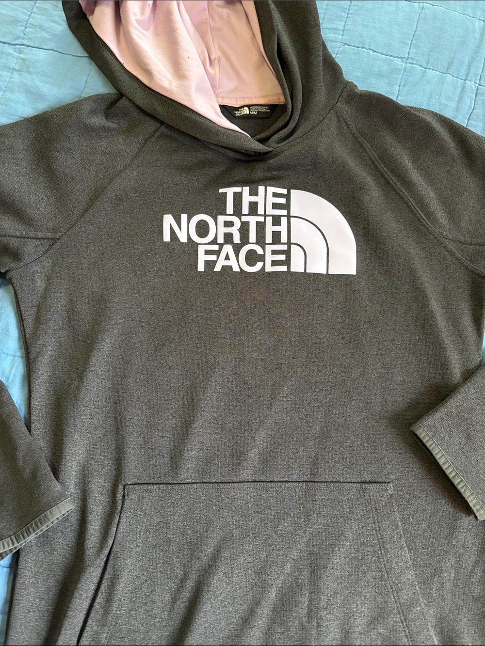 The North Face woman’s Hoodie - Dark Gray with Pink Hood Lining